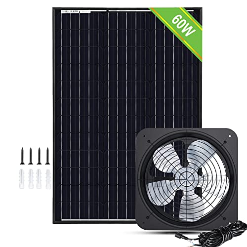 Pumplus MAX | 2000CFM Solar Attic Fan System, Powerful 14in Vent Fan Powered by 60W Solar Panel with Connector for Home Attic, Shed, Greenhouse - DELIVERY IN 2 PARCELS