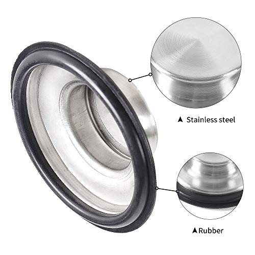 CORNERJOY 2 PCS Stainless Steel Kitchen Sink Stopper, Large Wide Rim 3.38" Diameter - Garbage Disposal Plug