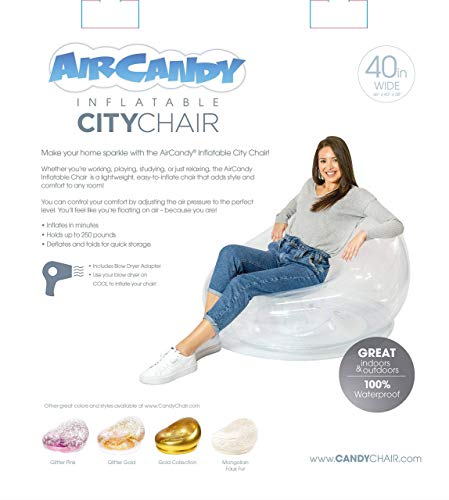 Air Candy Inflatable City Style Chairs Perfect for Indoors & Outdoors (Clear)