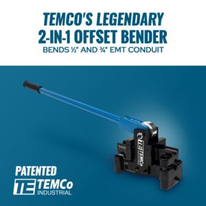 TEMCo TH3030 Dual Size Conduit Offset Bender 2 in 1 - both ½“& ¾” EMT