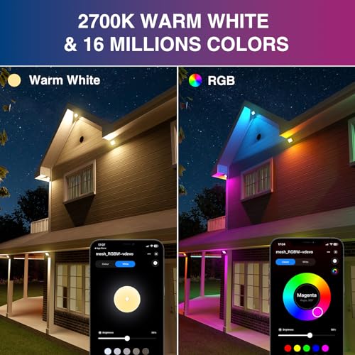 Onforu LED Flood Light Outdoor 200W Equiv 1500LM, RGBW Stage Lights Bluetooth APP Control, 16 Million Colors 22 Modes Color Changing Uplights for Christmas Events, Music Sync, Timing, IP66 Spotlights