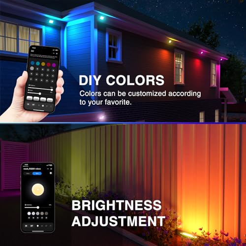 Onforu LED Flood Light Outdoor 200W Equiv 1500LM, RGBW Stage Lights Bluetooth APP Control, 16 Million Colors 22 Modes Color Changing Uplights for Christmas Events, Music Sync, Timing, IP66 Spotlights