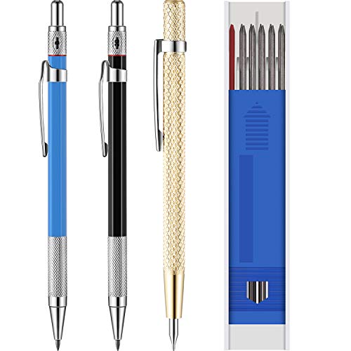 Outus Carpenter Pencils with Marker Refills and Carbide Scriber Tool for Glass, Ceramics, Hardened Steel (15 Pieces)