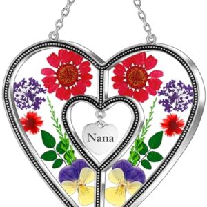 KY&BOSAM Heart Sun Catcher-Stained Glass Panles Nana Suncatchers Hangings for Windows Wind Chime Ornament Nana Gifts - Gifts for Nana Mother`s Day Birthday Christmas