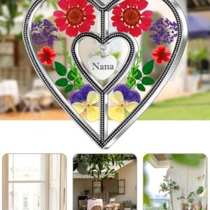 KY&BOSAM Heart Sun Catcher-Stained Glass Panles Nana Suncatchers Hangings for Windows Wind Chime Ornament Nana Gifts - Gifts for Nana Mother`s Day Birthday Christmas