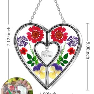 KY&BOSAM Heart Sun Catcher-Stained Glass Panles Nana Suncatchers Hangings for Windows Wind Chime Ornament Nana Gifts - Gifts for Nana Mother`s Day Birthday Christmas