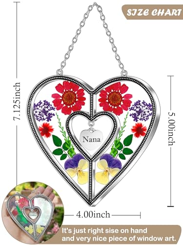 KY&BOSAM Heart Sun Catcher-Stained Glass Panles Nana Suncatchers Hangings for Windows Wind Chime Ornament Nana Gifts - Gifts for Nana Mother`s Day Birthday Christmas