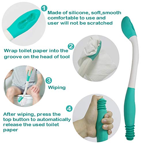 Toilet Aid Wiper Self Assist Bathroom Bottom Butt Wipe Helper Wand Long Reach Comfort Wipe Tool Paper Tissue for Pregnant After Surgery Seniors Arm Handicap Bariatric