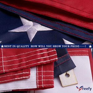 Freefy American Flag 2.5x4 Ft Pole Sleeve Banner Style-Embroidered Stars,Sewn Stripes,UV Protected,heavy duty Durable Nylon USA US Outdoor Indoor Flags (Pole NOT Included)