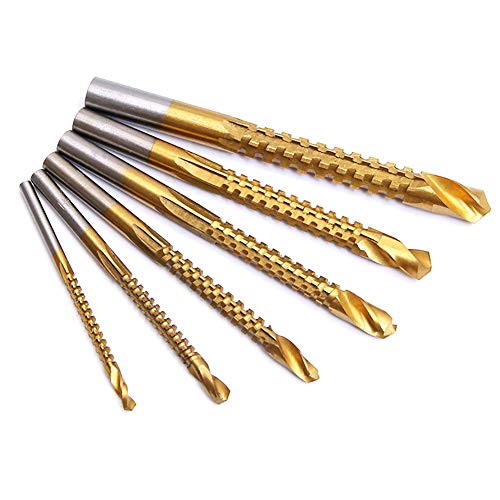 Yiying Serrated Drill Bit Set, 6pcs Twist Drill Household Metal Punch Woodworking Reaming Slot Multifunctional Hand Drill 3mm-8mm