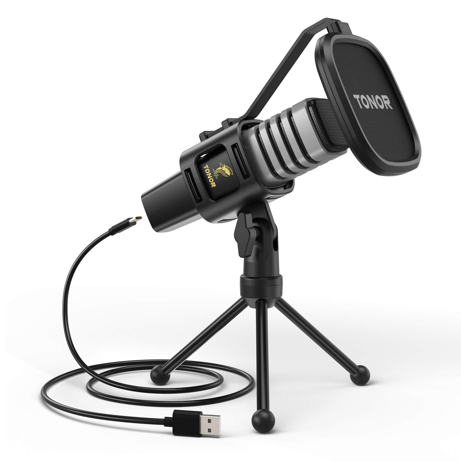 TONOR USB Microphone, Cardioid Condenser Mic with Tripod Stand, Pop Filter, Shock Mount, Compatible with Windows, MacOS, Linux, Ideal for Gaming, Streaming, Podcasting, YouTube, Voice Over, Twitch