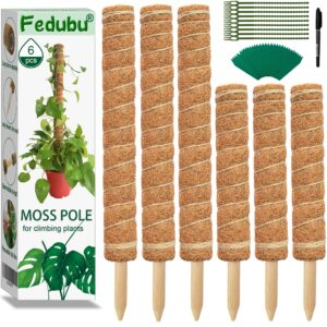 6 pcs moss pole plant support 15.7 inch and 12 inch, coir moss poles for climbing plants indoor, coco totem stick extension for potted plants, monstera, creepers to grow upwards