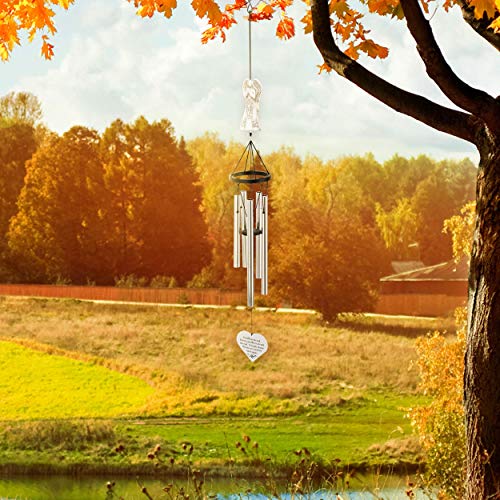 Memorial Wind Chimes with Celtic Angel & Heart - Goodbyes are Not Forever - Sympathy Gift for Loss of a Loved One