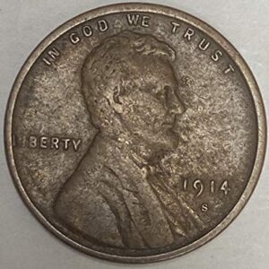1914 S Lincoln Wheat Penny Average Circulation Penny VF-XF