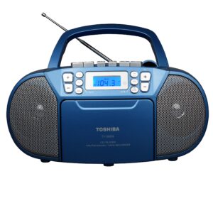 Toshiba TY-CKM39(L) Portable MP3 CD Cassette Boombox with AM/FM Stereo and Aux Input Metallic Blue