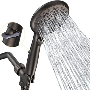 suncleanse shower head, 7 settings hand held shower with on/off pause switch, oil rubbed bronze high pressure shower head with 71 inch hose