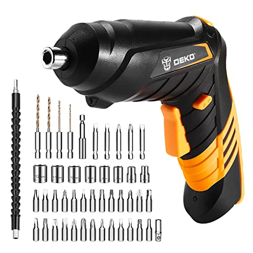 DEKOPRO Cordless Screwdriver, 3.6V Electric Screwdriver Household Battery Rechargeable Drill Driver Power, 47pcs Accessories, Adjustable 2 Position, USB Rechargeable with LED Light