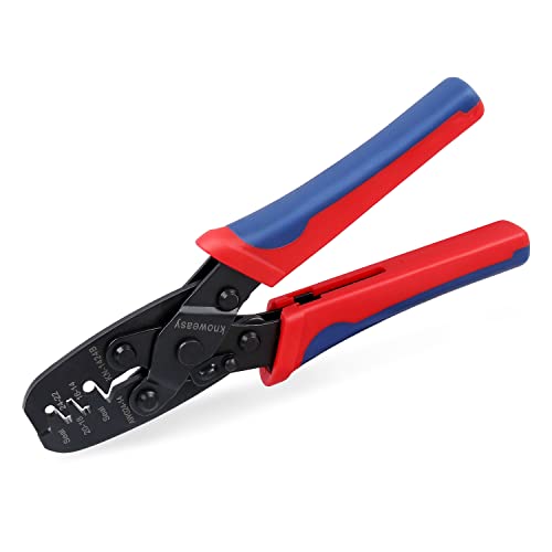 Knoweasy 1424B Weatherpack Crimp Tool - Works for Molex, Delphi, Amp, Tyco, Harley, PC, Automotive - AWG 24-14 Wire Crimper