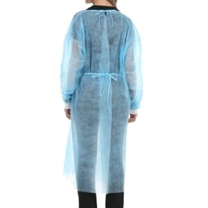 LIFESOFT Disposable Isolation Gown Polypropylene Lab Gowns Knit Cuff Long Sleeve Blue 15 Pack Unisex