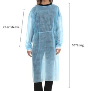 LIFESOFT Disposable Isolation Gown Polypropylene Lab Gowns Knit Cuff Long Sleeve Blue 15 Pack Unisex