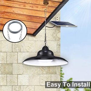 Solar Lights Outdoor Indoor, Bemexred Remote Control Solar Hanging Shed Lights with 3 Color Temperatures, IP65 Waterproof Auto On/Off Solar Pendant Light for Barn Storage Room Patio Coop Yard Garden