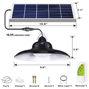 Solar Lights Outdoor Indoor, Bemexred Remote Control Solar Hanging Shed Lights with 3 Color Temperatures, IP65 Waterproof Auto On/Off Solar Pendant Light for Barn Storage Room Patio Coop Yard Garden