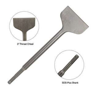 Sabre Tools SDS Plus 4-Piece Chisel Set, Thinset Scraping Bit 3” x 10” Thinset Scaling Chisel, Point Chisel, Flat Chisel, Wide Chisel - SDS Chisel Bits for Hammer Drills – Tile Removal