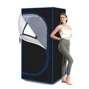 zonemel full size personal steam sauna tent for home, portable 1 person full body steam spa for relaxation, detox therapy (steamer not included-black, l35.4 x w35.4 x h70.9)