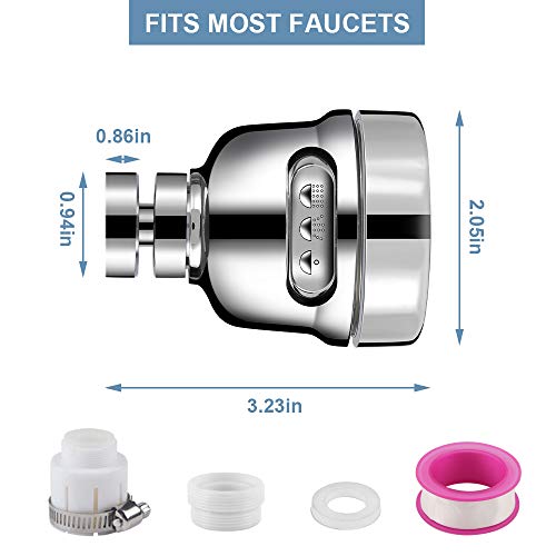 Kitchen Faucet Aerator Head 360° Rotatable Anti-Splash Faucet Sink TAP Sprayer Head Replacement, Booster Shower and Water Saving Tap for Kitchen