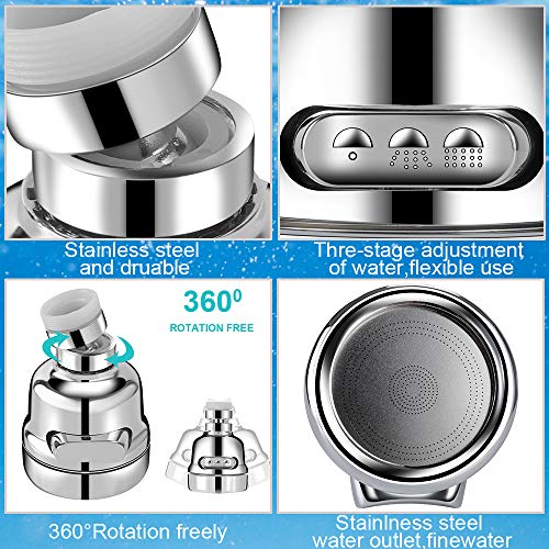 Kitchen Faucet Aerator Head 360° Rotatable Anti-Splash Faucet Sink TAP Sprayer Head Replacement, Booster Shower and Water Saving Tap for Kitchen