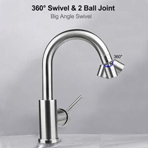 KWODE Kitchen Sink Faucet Swivel Aerator Stainless Steel 2-Flow Faucet Spray Head 360°Swivel Head 1.8 GPM Big Angle Swivel Aerator-55/64 Inch-27UNS Female (One Male adapter Included)