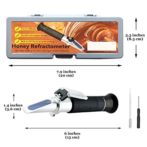 SYNRA Refractometer, Provides Accurate Brix, Moisture, and Baume Measurements, Non-Slip Grip, Multi-Functional and Easy to Calibrate, with Protective Case