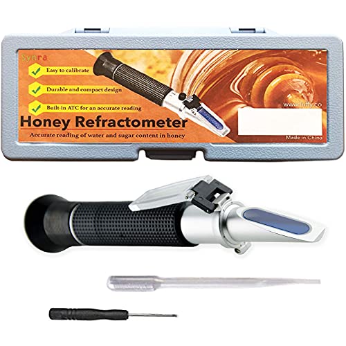 SYNRA Refractometer, Provides Accurate Brix, Moisture, and Baume Measurements, Non-Slip Grip, Multi-Functional and Easy to Calibrate, with Protective Case