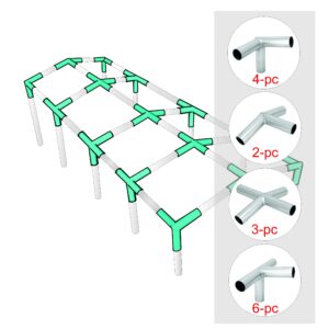 INS Import Canopy Fittings Kit Low Peak Frame Carport Connectors, Full Set for 6, 8, 10 Legs, Choose Size (for 10 Legs)