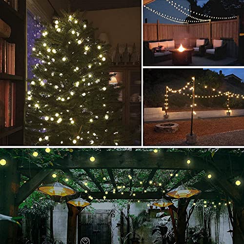 Super Bright 2-Pack 100Led 64FT Crystal Globe Solar Christmas Lighs Outdoor, Waterproof with 8 Lighting Modes, Solar String Lights for Outside Christmas Tree Patio Christmas Decorations (Warm White)