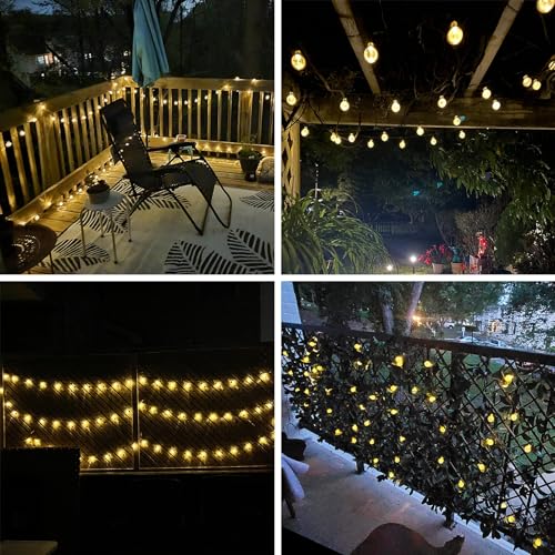 Super Bright 2-Pack 100Led 64FT Crystal Globe Solar Christmas Lighs Outdoor, Waterproof with 8 Lighting Modes, Solar String Lights for Outside Christmas Tree Patio Christmas Decorations (Warm White)
