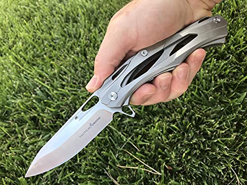 TACTICAL GEARZ SS Pocket Knife! TG Kronus, Brushed Nickel Stainless Steel Handle! Sharp 7Cr17mov Stainless Steel Blade! BallBearing! Includes Sheath!