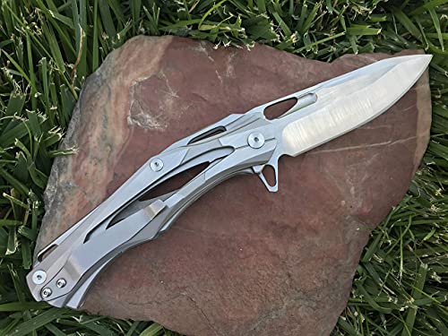 TACTICAL GEARZ SS Pocket Knife! TG Kronus, Brushed Nickel Stainless Steel Handle! Sharp 7Cr17mov Stainless Steel Blade! BallBearing! Includes Sheath!