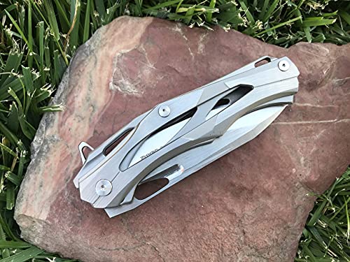 TACTICAL GEARZ SS Pocket Knife! TG Kronus, Brushed Nickel Stainless Steel Handle! Sharp 7Cr17mov Stainless Steel Blade! BallBearing! Includes Sheath!