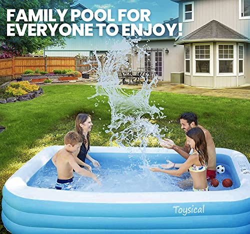 Toysical Inflatable Pool for Kids and Adults with Pump - 118 x 72 x 22 - More Durable Than Other Blow up Pools for Adults - Includes Patches