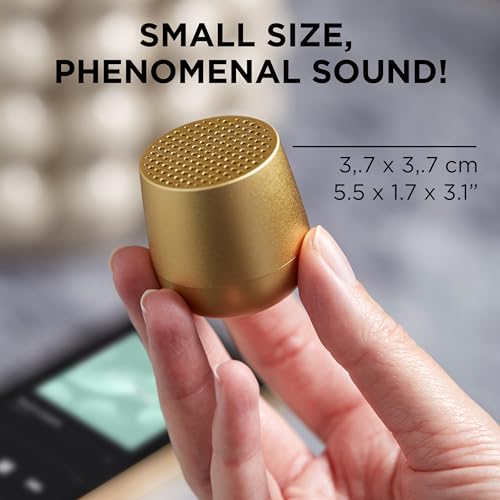 Lexon MINO+ Portable Bluetooth Mini Speaker with HD Sound, Rechargeable and Pairable - Soft Gold