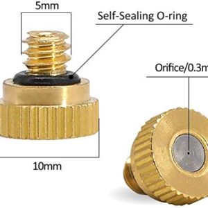 50PCS Brass Misting Nozzles for Outdoor Cooling System 0.012" Orifice (0.3 mm) 10/24 UNC