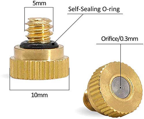 50PCS Brass Misting Nozzles for Outdoor Cooling System 0.012" Orifice (0.3 mm) 10/24 UNC