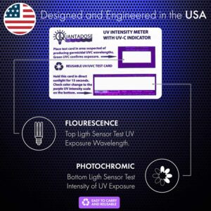 QuantaDose® UVC Light Test Card with UVC Light Wavelength Indicator and Photochromic UV Intensity Test