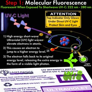 QuantaDose® UVC Light Test Card with UVC Light Wavelength Indicator and Photochromic UV Intensity Test