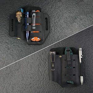 VIPERADE PJ13 + PJ15 EDC Organizer Leather Sheath for Multitools/Knives, AA Flashlights Folding Knives, Tactical pens