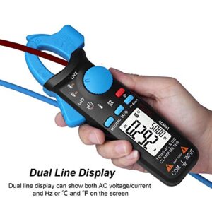 BSIDE DC Amp Clamp Meter 1mA Current True RMS Auto-Ranging 6000 Counts Digital Ammeter Hz Temperature Capacitance Live Check V-Alert Low Impedance Voltage Tester with Back Clip