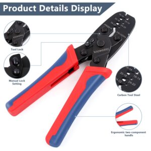 Knoweasy JST Crimper and Molex Crimper Compatible with Deutsch DT Series Stamped or Formed Contact,Molex, Delphi, Amp, Tyco, Harley, PC, Automotive - AWG 24-14 Wire Crimper