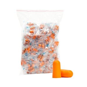 100-pairs of soft foam ear plugs individually wrapped for sleeping, noise-canceling, disposable, bulk set for concert, music festival, sleep (orange, 0.5x0.95 in)