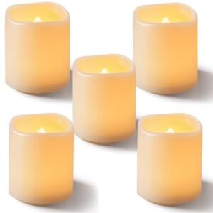 homemory flickering flameless votive candles, 12pcs battery operated led votive tealight candles, realistic electricn fake candle for easter, wedding, table (battery included)